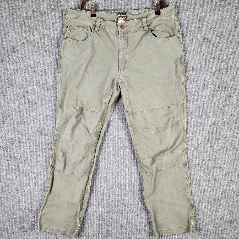 Drake Waterfowl Mens 38 Double Knee Pants Light Green Cotton Canvas Workwear
